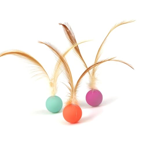 Cat Balls Toy with Feathers, 3 Pieces Interactive Cat Toy, High Rebound, Soft Bouncy Balls with Feather for Cats, Indoor and Outdoor Play Interaction Cat Balls Toy with Feathers, 3 Pieces Interactive Cat Toy, High Rebound, Soft Bouncy Balls with Feather for Cats, Indoor and Outdoor Play Interaction von eaacaa