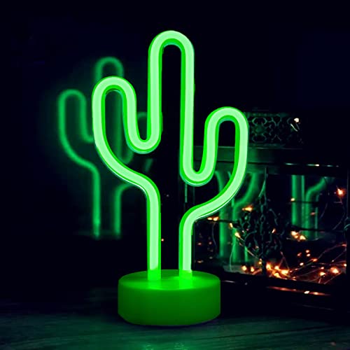 LED- Kaktus Neonlicht Zeichen Neon Schilder Lampen Blitz Neon Lights warmes Weiß Dekor-Blitz Neonlichter Batterie/USB Powered Nachtlicht für Weihnachten Kinderzimmer Wohnzimmer Hochzeit Dekor von eaaerr