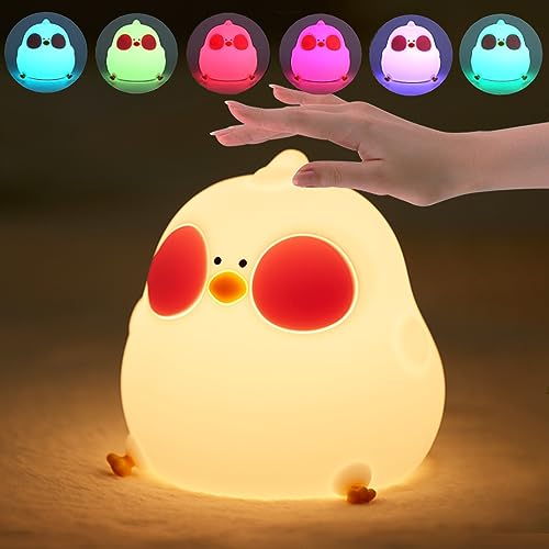 eaaerr Nachtlicht Kinder, LED Nachttischlampe Babyzimmer Nachtlicht Baby USB Aufladbar Touch LED Nachtlicht Goo Goo-Huhn für Kindzimmer, Baby Zimmer Dekor,Schlafzimmer,Camping (Goo Goo-Huhn) von eaaerr