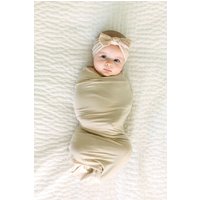 Hellbraune Bambus Baby Swaddle Decke, Hellbraun Swaddle, Neugeborenen Set, Stretchy Knit von earthenkindco