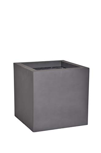TÜV-geprpüfter Pflanzkübel SUPREMO für Rollen (extra) aus Fiberglas in anthrazit - Größee (LxBxH): 40x40x40, Blumenkübel, Pflanztopf von eastwest pflanzkübel