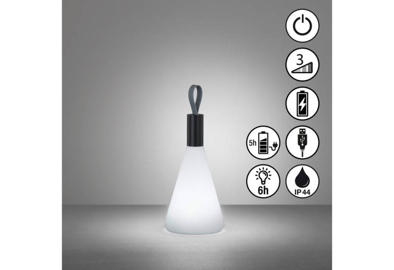 easy! BY FHL Außen-Tischleuchte Prian, Dimmfunktion, USB-Ladefunktion, LED fest integriert, Warmweiß, lange Leuchtdauer von easy! BY FHL