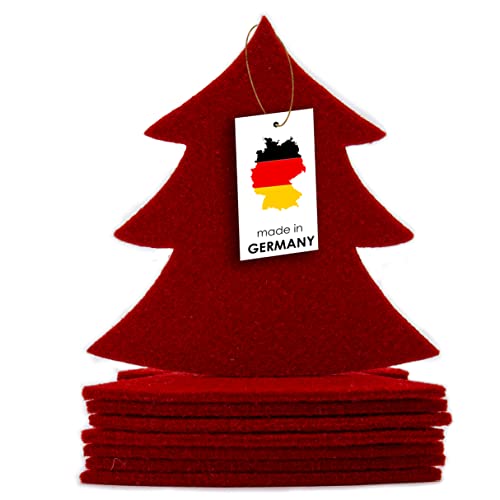 Filzuntersetzer Weihnachten 8er Set - Made in Germany - Weihnachtsuntersetzer aus upcycling rPET-Filz Untersetzer Weihnachten - easy and green® (Weihnachtsbaum, Rot) von easy and green