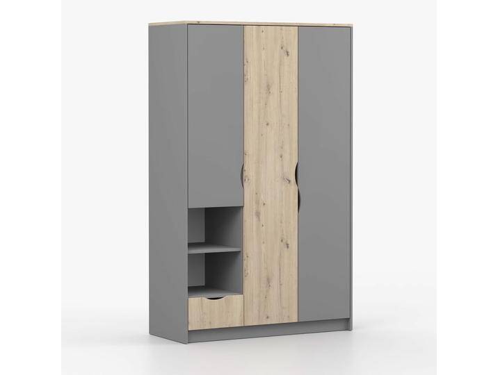 1,2 Meter breiter Kleiderschrank Eiche / Grau Meneziou 12 193 x 120 x 50 cm 1 Schublade 9 Fächer Großzügiger Stauraum Modernes Desig 1,2 Meter breiter Kleiderschrank Eiche / Grau Meneziou 12 193 x 120 x 50 cm 1 Schublade 9 Fächer Großzügiger Stauraum Modernes Desig von easyMÖBEL