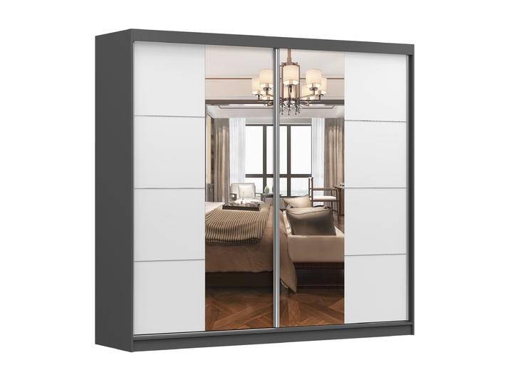 2,3 Meter breiter Schiebetürenschrank / Kleiderschrank mit Spiegel Weiß / Grau Gorski 49 218 x 233 x 61 cm 2 Türen 12 Fächer Metallgr 2,3 Meter breiter Schiebetürenschrank / Kleiderschrank mit Spiegel Weiß / Grau Gorski 49 218 x 233 x 61 cm 2 Türen 12 Fächer Metallgr von easyMÖBEL
