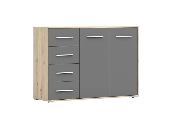 Anrichte / Kommode Grau / Eiche Comarca 21 96 x 135 x 45 cm 2 Türen 4 Schubladen 3 Fächer klassisches Stil Lagerkapazität Zweifa Anrichte / Kommode Grau / Eiche Comarca 21 96 x 135 x 45 cm 2 Türen 4 Schubladen 3 Fächer klassisches Stil Lagerkapazität Zweifa von easyMÖBEL