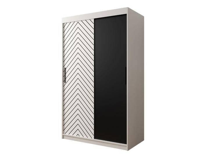 Außergewöhnlicher Kleiderschrank Mulhacen 10 Weiß matt / Schwarz matt 200x120x62 cm 2 Schiebetüren Viel Stauraum Modernes Design von easyMÖBEL