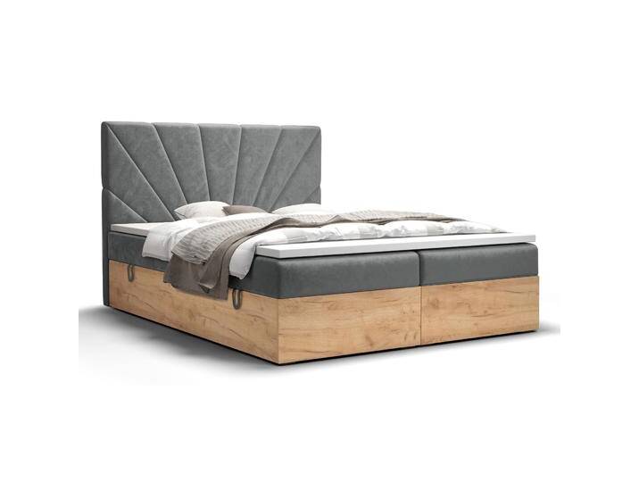 Außergewöhnliches Doppelbett mit Stauraum Pilio 29, Farbe: Grau / Eiche Golden Craft - Liegefläche: 180 x 200 cm (B x L) von easyMÖBEL