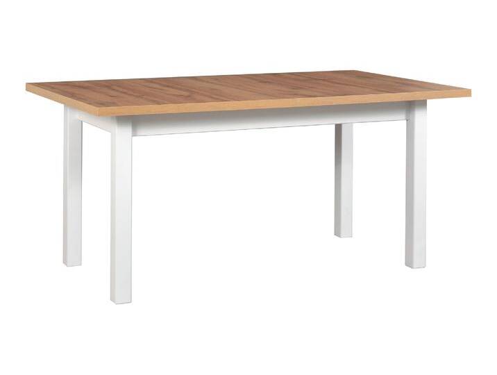 Ausziehbarer Esszimmertisch LOZA in Weiß/Eiche, Abmessung 90x160/240 (B x T), Tischplattenhöhe von 32 mm, Laminatplatte kratzfest, Holzfüße von easyMÖBEL