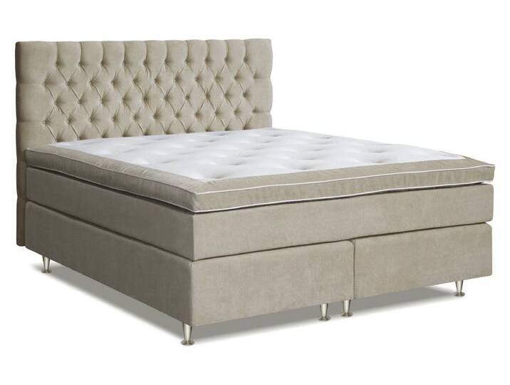 Boxspringbett MINDORO, Box: Bonellfederkern, Matratze: Taschenfederkern, Top Matress: Schaumstoff - Abmessung: 120 x 200 cm - Farbe: Beige Boxspringbett MINDORO, Box: Bonellfederkern, Matratze: Taschenfederkern, Top Matress: Schaumstoff - Abmessung: 120 x 200 cm - Farbe: Beige von easyMÖBEL