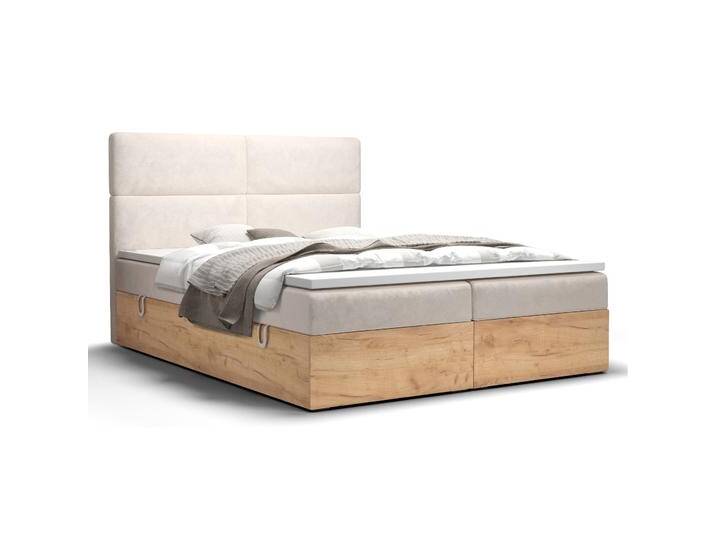 Boxspringbett im außergewöhnlichen Design Pilio 41, Farbe: Beige / Eiche Golden Craft - Liegefläche: 180 x 200 cm (B x L) von easyMÖBEL