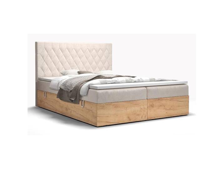 Boxspringbett mit modernen Design Pilio 66, Farbe: Beige / Eiche Golden Craft - Liegefläche: 160 x 200 cm (B x L) von easyMÖBEL