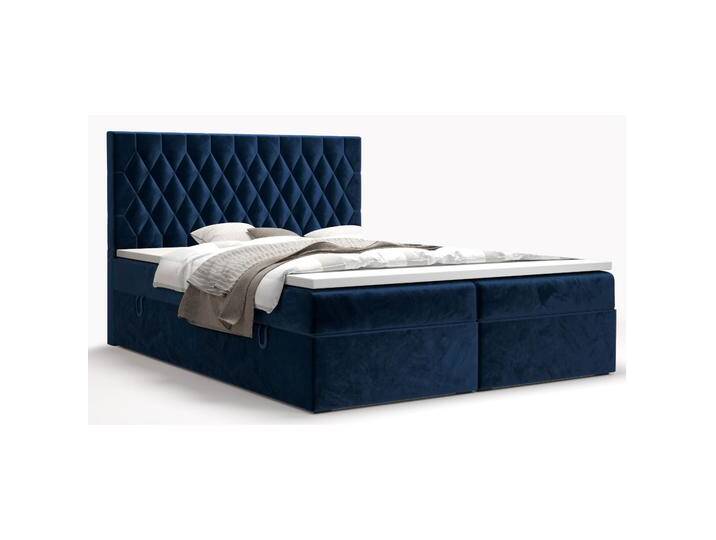 Boxspringbett mit modernen Design Pirin 74, Farbe: Blau - Liegefläche: 180 x 200 cm (B x L) von easyMÖBEL