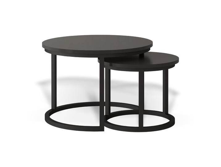 Couchtisch / Beistelltisch Pohorje 03 Schwarz aus pulverbeschichtetem Stahl 70 x 46 cm rundes Design 2-teilig geschützt vor Korrosion Couchtisch / Beistelltisch Pohorje 03 Schwarz aus pulverbeschichtetem Stahl 70 x 46 cm rundes Design 2-teilig geschützt vor Korrosion von easyMÖBEL