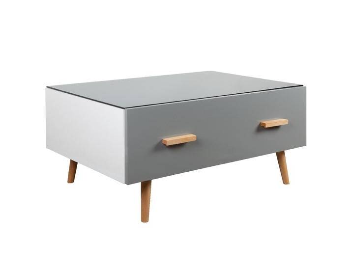 Couchtisch Hohgant 08, Farbe: Weiß / Grau Hochglanz - 90 x 62 x 47 cm (B x T x H) von easyMÖBEL