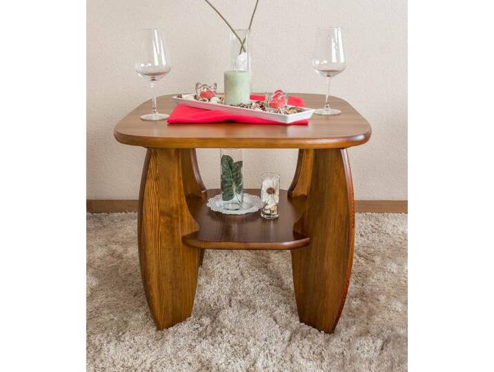 Couchtisch Kiefer massiv Vollholz Eichefarben 005 – Abmessung 60 x 65 x 65 cm (H x B x T) von easyMÖBEL