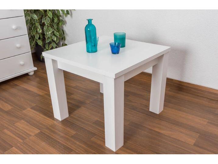 Couchtisch Kiefer massiv Vollholz weiß lackiert Junco 485 – Abmessung 50 x 60 x 60 cm von easyMÖBEL
