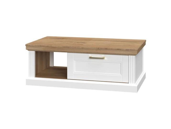 Couchtisch Lotofaga 14, Farbe: Weiß / Walnuss - 110 x 61 x 40 cm (B x T x H) von easyMÖBEL