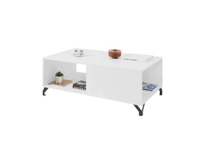 Couchtisch Tellin 10 Weiß / Weiß Hochglanz 120 x 65 x 43 cm Modernes Design Hochwertige Verarbeitung ABS-Sicherheitskanten von easyMÖBEL