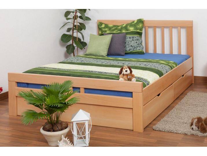 Doppelbett / Funktionsbett Easy Premium Line K8 inkl. 4 Schubladen und 2 Abdeckblenden, 160 x 200 cm Buche Vollholz massiv Natur von easyMÖBEL