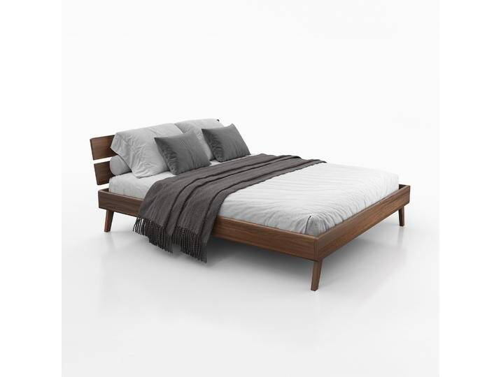 Doppelbett / Gästebett Engordany 09 Buche Vollholz massiv lackiert Liegefläche: 160 x 200 cm Farbe: Walnuss mit stabiler Kopfstütze la von easyMÖBEL