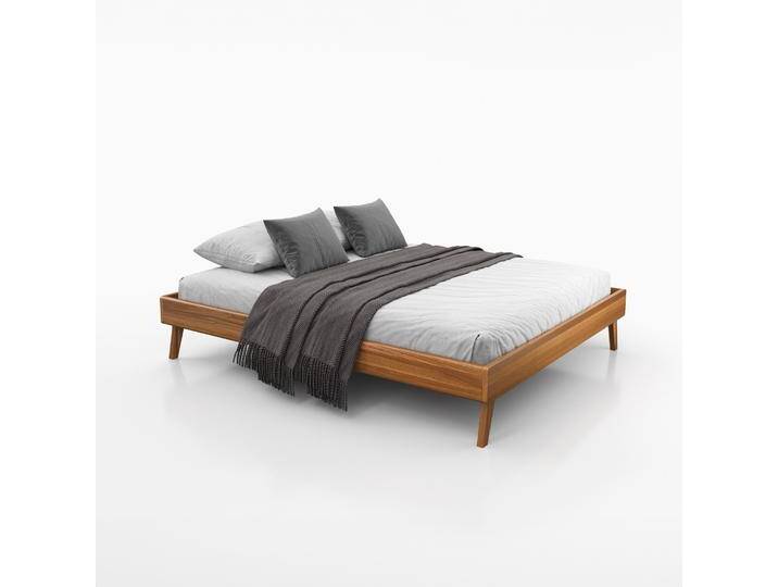 Doppelbett / Gästebett Engordany 11 Buche Vollholz massiv lackiert Liegefläche: 160 x 200 cm schlichtes Design Farbe: Eiche Rustikal ho von easyMÖBEL