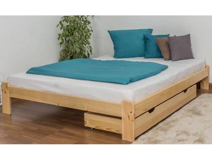 Doppelbett / Gästebett Kiefer Vollholz massiv natur A10, inkl. Lattenrost - Abmessung 160 x 200 cm von easyMÖBEL