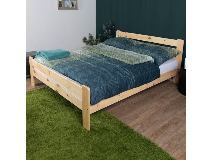 Doppelbett / Gästebett Kiefer Vollholz massiv natur A23, inkl. Lattenrost - Abmessung 160 x 200 cm von easyMÖBEL