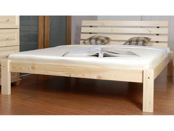 Doppelbett / Gästebett Kiefer Vollholz massiv natur A3, inkl. Lattenrost - Abmessung 160 x 200 cm von easyMÖBEL