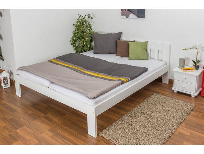 Doppelbett / Gästebett Kiefer massiv Vollholz weiß lackiert 75, inkl. Lattenrost - Abmessung 180 x 200 cm von easyMÖBEL