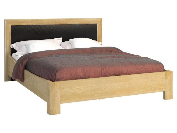 Doppelbett / Gästebett Lipik 57, Farbe: Eiche / Schwarz, teilmassiv - Abmessungen: 160 x 200 cm (B x L) von easyMÖBEL