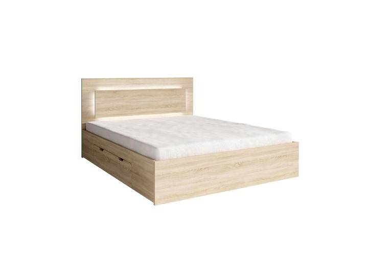 Doppelbett / Gästebett mit Bettschublade Almopia 05, Farbe: Eiche Sonoma, inklusive LED-Beleuchtung, Liegefläche: 160 x 200 cm, gut kombinierbar von easyMÖBEL