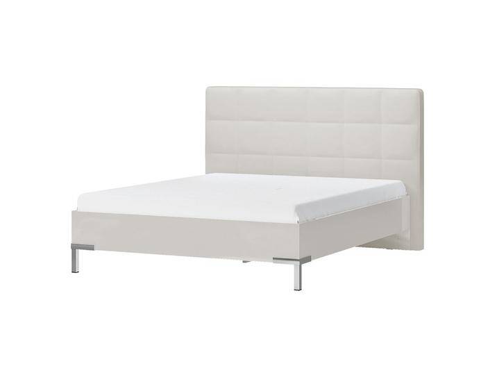 Doppelbett Afega 07 Beige Liegefläche 180x200 cm Modernes Design Hoher Komfort Gepolstertes Kopfteil UV-Lack Verchromte Beine von easyMÖBEL