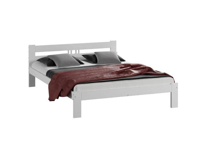 Doppelbett Aldosa 21, Kiefer Vollholz massiv, Farbe: Weiß - Liegefläche: 180 x 200 cm (B x L) von easyMÖBEL