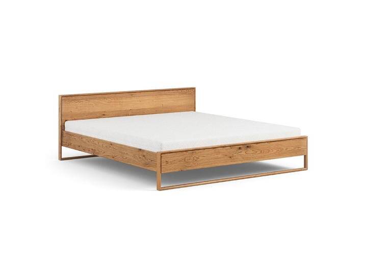Doppelbett Amru 02 in Eiche geölt, Liegefläche: 160 x 200 cm, hochwertiges Massivholz Eiche, 91 x 169 x 210 cm, stilvoll und minimalistisch von easyMÖBEL