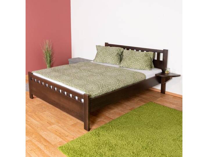 Doppelbett Buche Massivholz 108, Walnussfarben, inkl. Lattenrost, Liegefläche 160 x 200 cm, bequemes Gästebett, langlebig und robust, einfacher Auf von easyMÖBEL