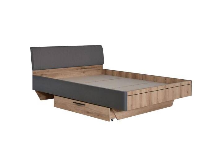 Doppelbett Cerdanyola 14, Farbe: Eiche / Grau - Liegefläche: 160 x 200 cm (B x L) von easyMÖBEL
