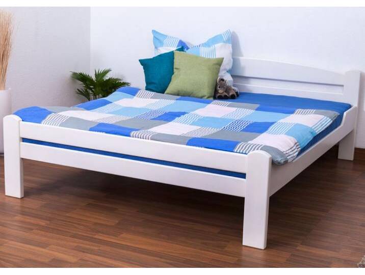 Doppelbett Easy Premium Line K4, 160 x 200 cm Buche Vollholz massiv weiß lackiert von easyMÖBEL