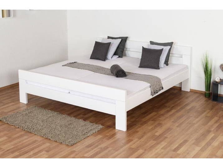 Doppelbett Easy Premium Line K6, 200 x 200 cm Buche Vollholz massiv weiß lackiert von easyMÖBEL