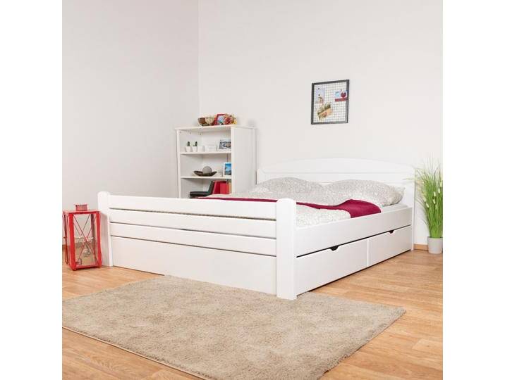 Doppelbett Easy Premium Line K7 inkl. 2 Schubladen und 1 Abdeckblende, 180 x 200 cm Buche Vollholz massiv weiß lackiert Doppelbett Easy Premium Line K7 inkl. 2 Schubladen und 1 Abdeckblende, 180 x 200 cm Buche Vollholz massiv weiß lackiert von easyMÖBEL