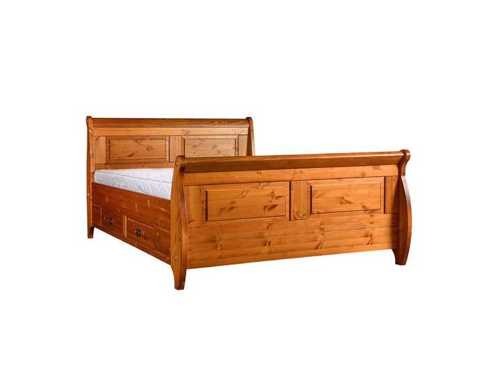 Doppelbett Jabron 07, Kiefer massiv Vollholz, Farbe: Kiefer - Liegefläche: 160 x 200 cm (B x L) von easyMÖBEL