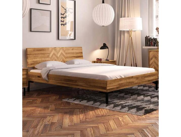 Doppelbett Kumeu 02 Wildeiche massiv geölt - Liegefläche: 180 x 200 cm (B x L) von easyMÖBEL