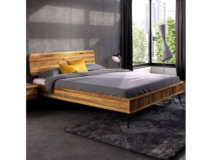 Doppelbett Rolleston 01 Wildeiche massiv geölt - Liegefläche: 180 x 200 cm (B x L) von easyMÖBEL