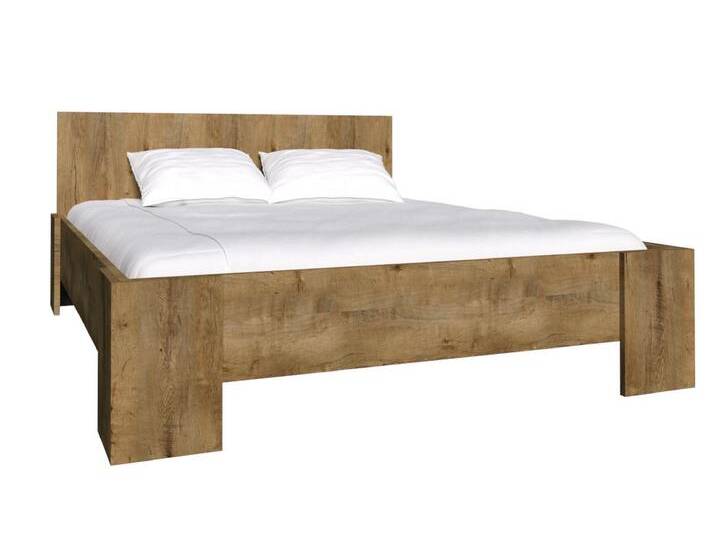Doppelbett Selun 19, Farbe: Eiche Dunkelbraun - 160 x 200 cm (B x L) von easyMÖBEL