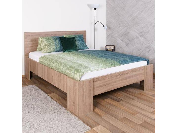 Doppelbett Selun 19, Farbe: Eiche Trüffel - 160 x 200 cm (B x L) von easyMÖBEL