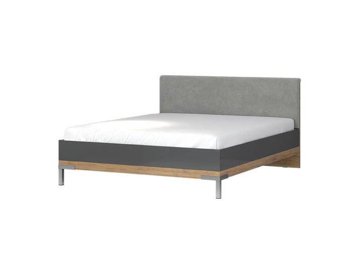 Doppelbett Vaitele 32, Farbe: Anthrazit Hochglanz / Walnuss - Liegefläche: 180 x 200 cm (B x L) von easyMÖBEL