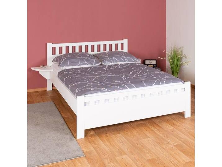 Doppelbett in Weiß Buche Vollholz 108, inkl. Lattenrost, Liegefläche 160 x 200 cm, modernes Gästebett, hohe Qualität, gute Verarbeitung, rascher von easyMÖBEL