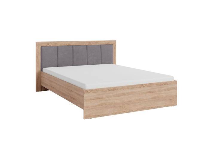 Doppelbett mit Stauraum Hannut 16, Farbe: Weiß / Eiche - Liegefläche: 160 x 200 cm (B x L) von easyMÖBEL