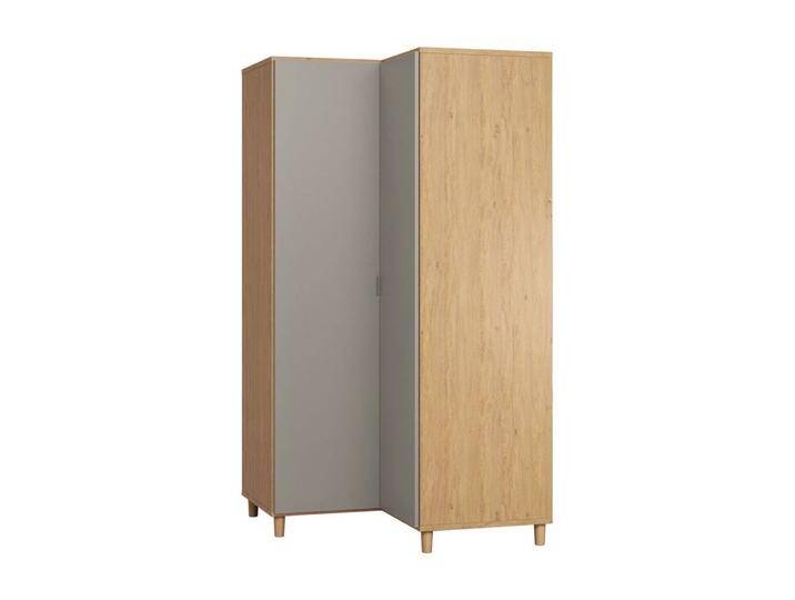 Drehtürenschrank / Eckkleiderschrank Nanez 14, Farbe: Eiche / Grau - Abmessungen: 195 x 102 x 104 cm (H x B x T) von easyMÖBEL