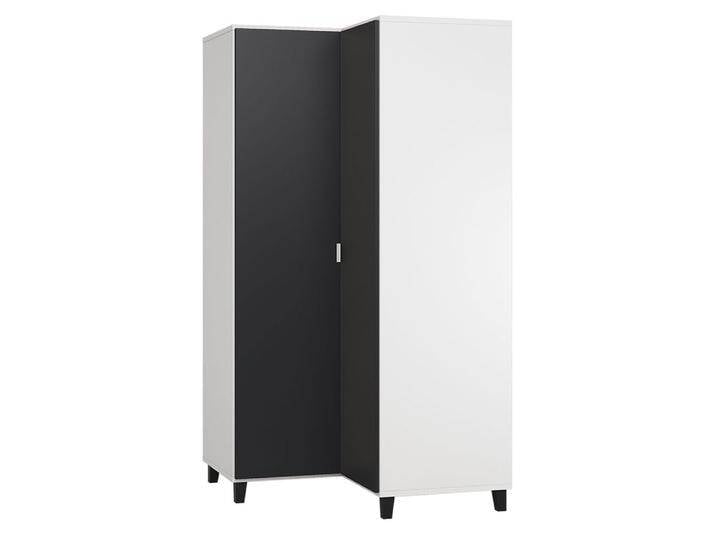 Drehtürenschrank / Eckkleiderschrank Vacas 14 Weiß/Schwarz Soft Touch Lack LED-Sensor 195x102x104 cm Modernes Design von easyMÖBEL